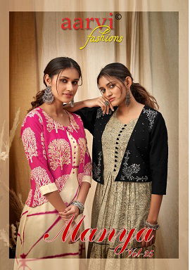 Aarvi Manya 25 Fancy Ethnic Wear Rayon Anarkali Designer Kurti Collection